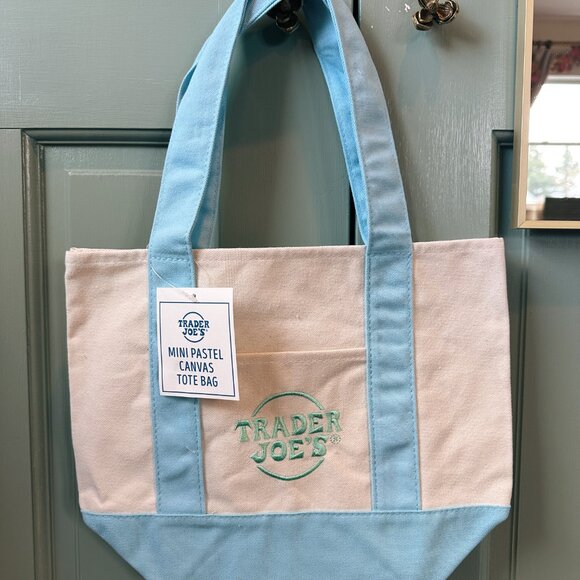 Trader Joe's Pastel Mini Tote Bags COMPLETE SET **NWT** - Picture 2 of 9